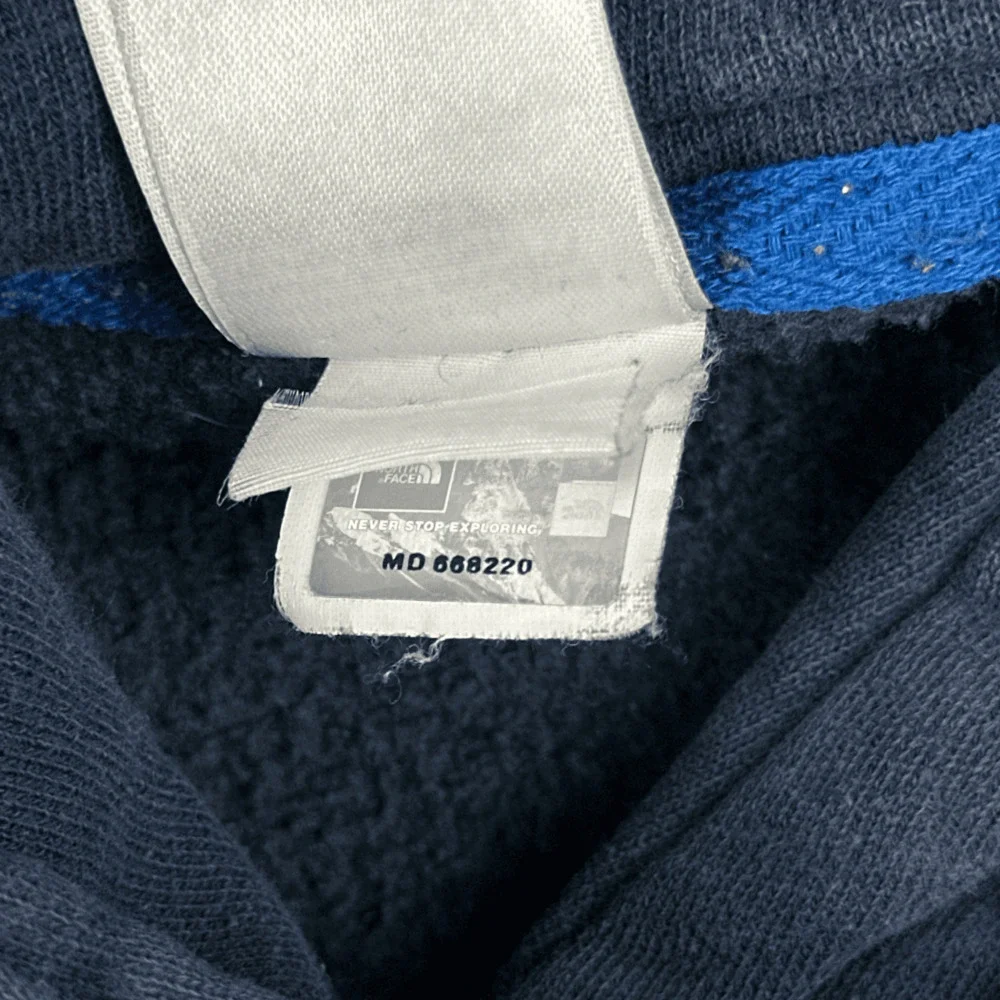 North Face Sweater Adult MEDIUM Blue Spell Out Hoodie Pullover Outdoor